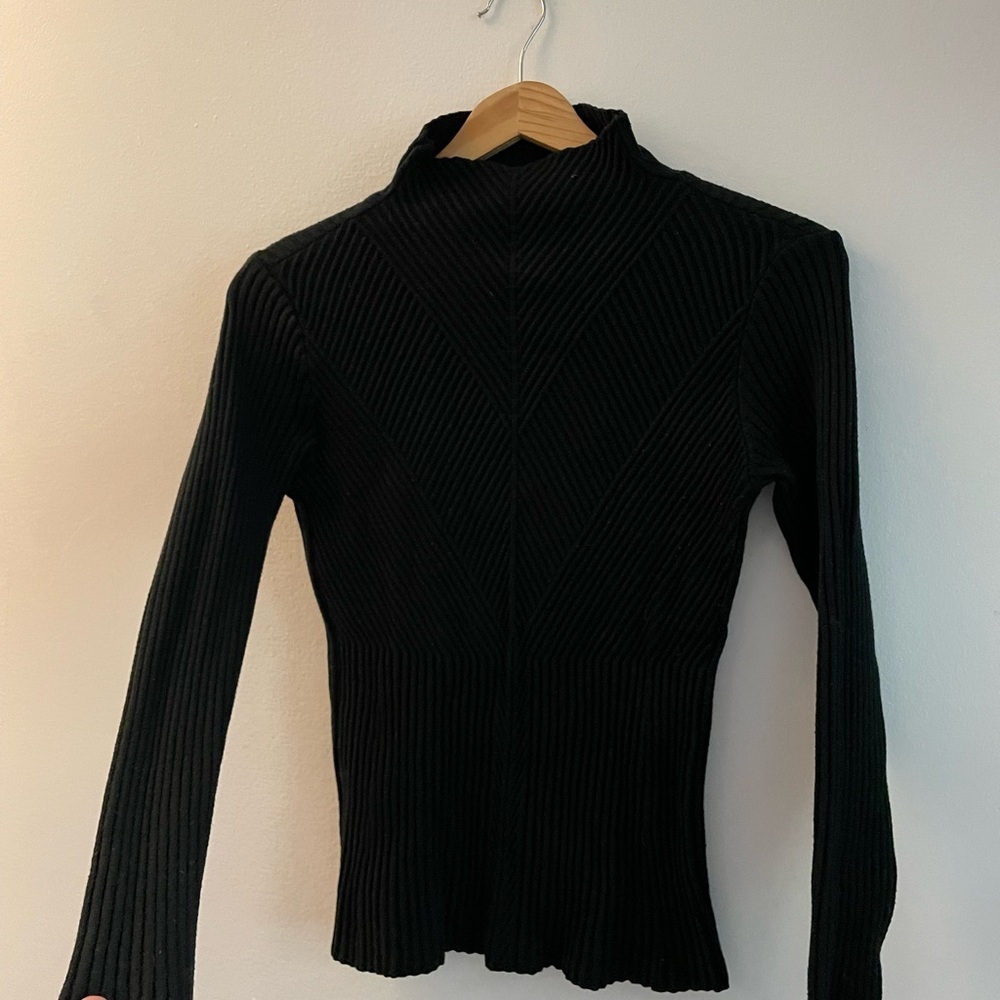 🦋3/$50 Vintage Black Dark Academia Old Money 90s  Ribbed Mockneck Longsleeve S